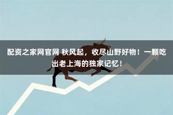 配资之家网官网 秋风起，收尽山野好物！一颗吃出老上海的独家记忆！