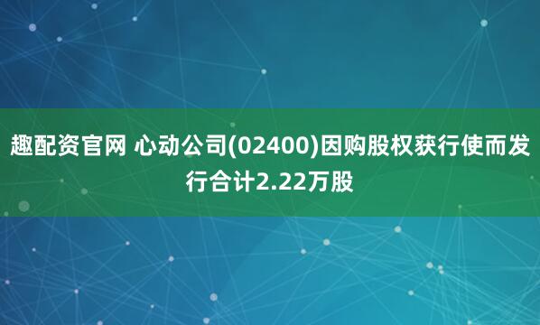 趣配资官网 心动公司(02400)因购股权获行使而发行合计2.22万股